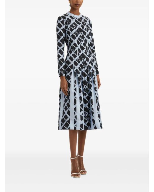 Oscar de la Renta White Pleated Midi Dress