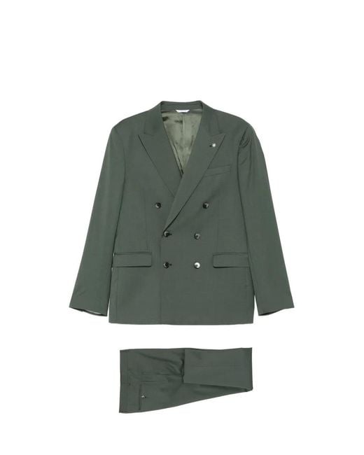Manuel Ritz Green Double-Breasted Suit for men
