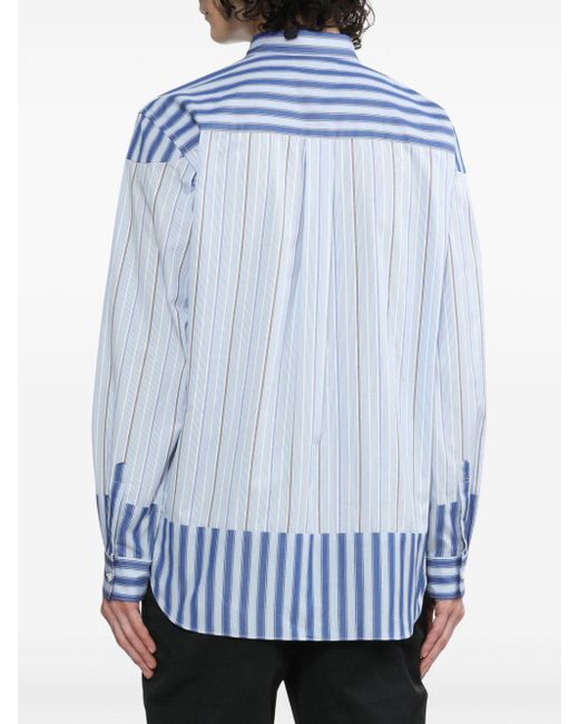 Comme des Garçons Blue Striped Panelled Shirt for men