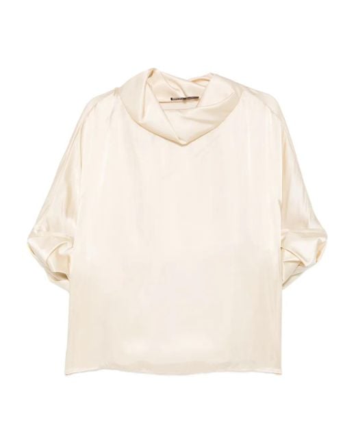 Rochas White Cowl-Neck Blouse