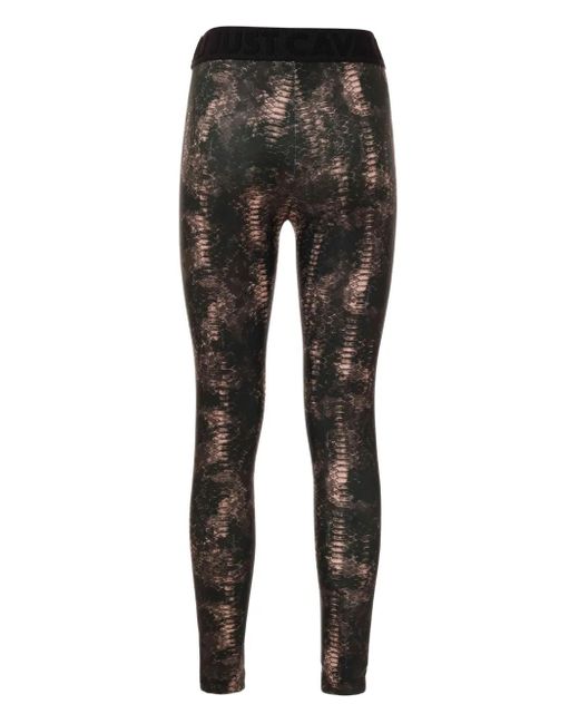 Just Cavalli Black Snakeskin-Print Leggings