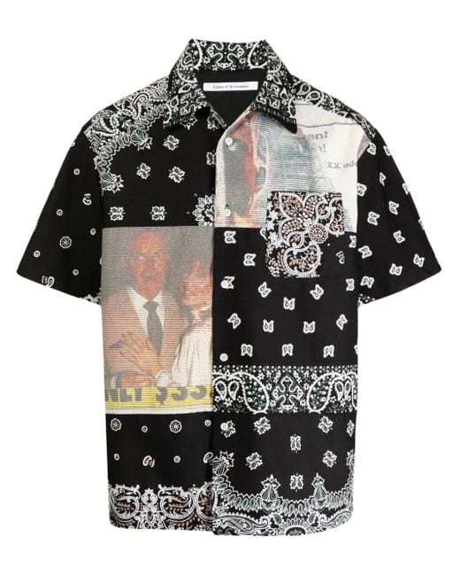 Children of the discordance Black Bandana-Print Cotton Shirt for men