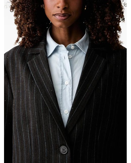 Twinset Black Pinstripe Sequin-Embellished Blazer