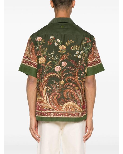 Etro Bowlingshirt Met Bloemenprint in het Green voor heren