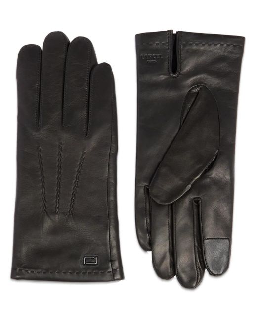 Lancel Black Sellier Logo-Stamp Leather Gloves for men