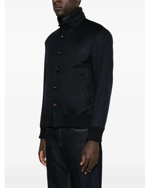 KIRED Black Button-Up Cashmere Jacket for men