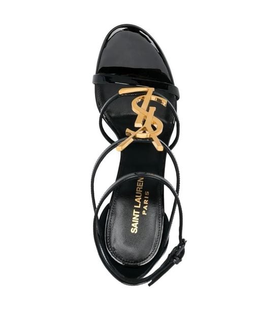 Saint Laurent Black Cassandra Sandals