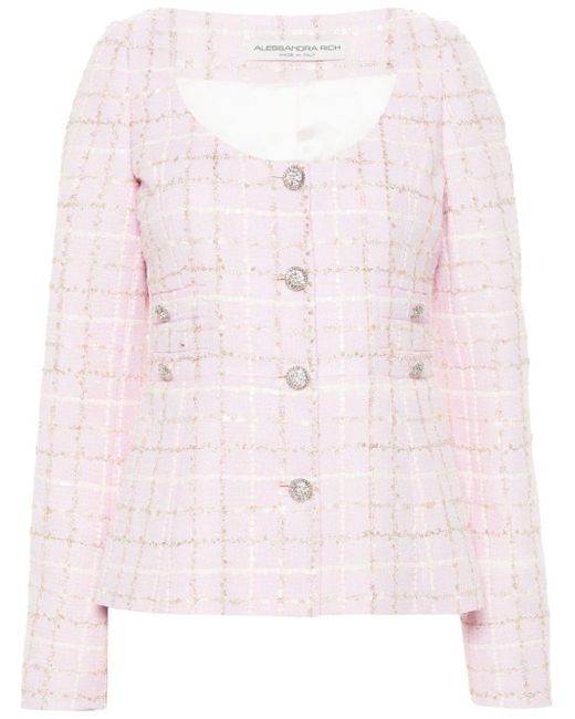 Alessandra Rich Pink Tweed-Jacke mit Pailletten
