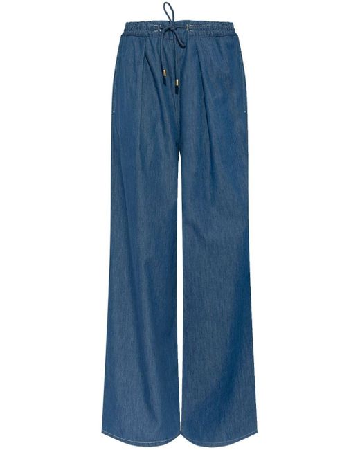 Emporio Armani Blue Pants With Wide Coulisse