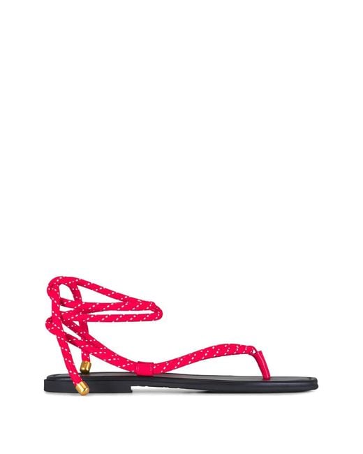 Veronica Beard Pink Carmina Cord Rope Tie Sandals