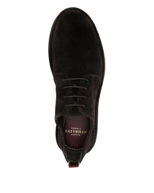 STURLINI FIRENZE Black Suede Lace-Up Derby Shoes for men