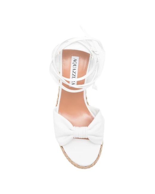 Aquazzura White Bow Tie Wedge Heeled Espadrilles