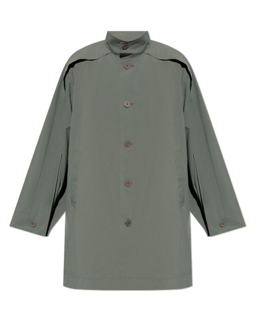 Homme Plissé Issey Miyake Gray Wing Stand-collar Mid-length Coat for men