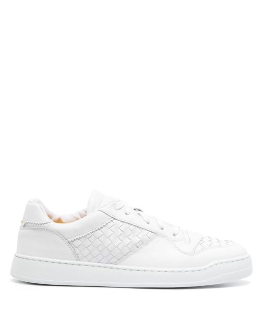 Doucal's White Woven Leather Sneakers for men