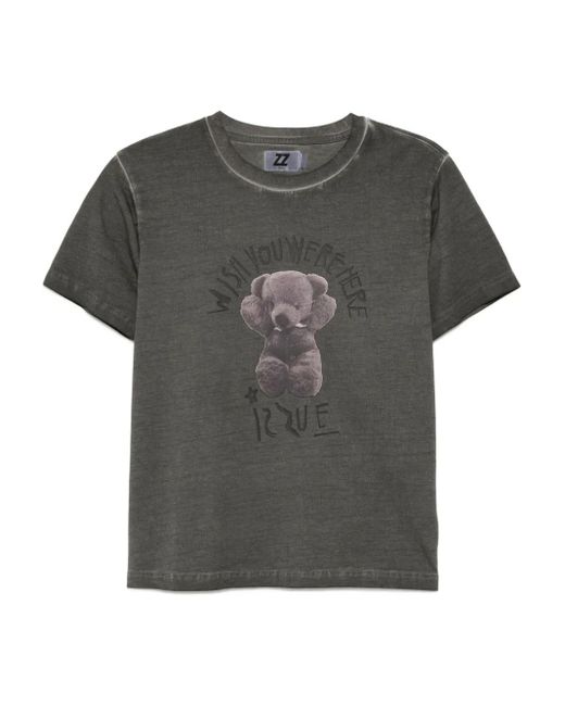 Izzue Gray T-Shirt mit grafischem Print