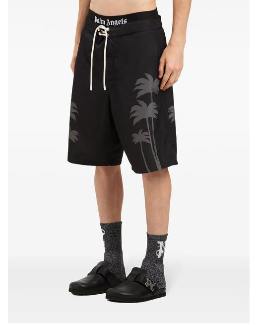 Palm Angels Black Palms Swim Shorts for men
