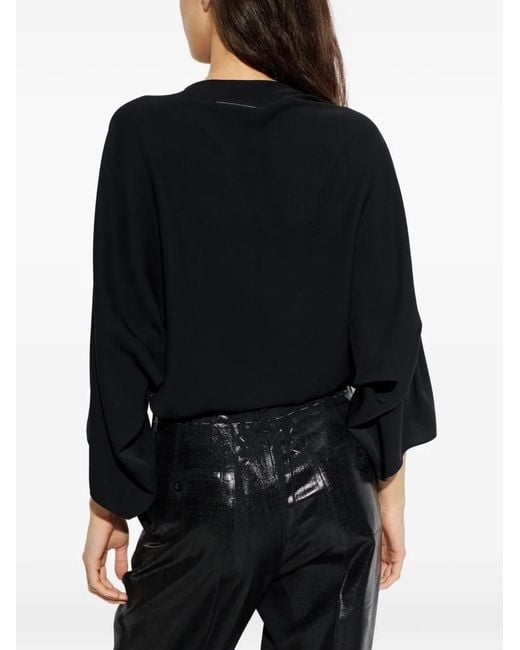 Twisted V-neck blouse MM6 by Maison Margiela de color Black