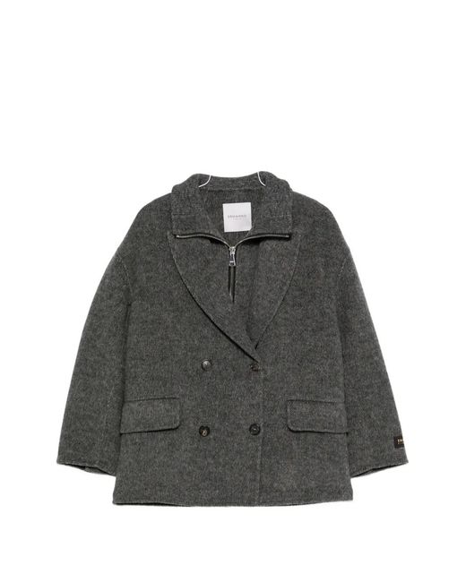 ERMANNO FIRENZE Black Double-Breasted Zip-Fastening Jacket