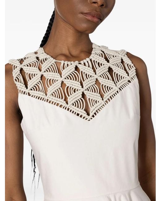 Roksanda White Helin Macramé-Panel Midi Dress
