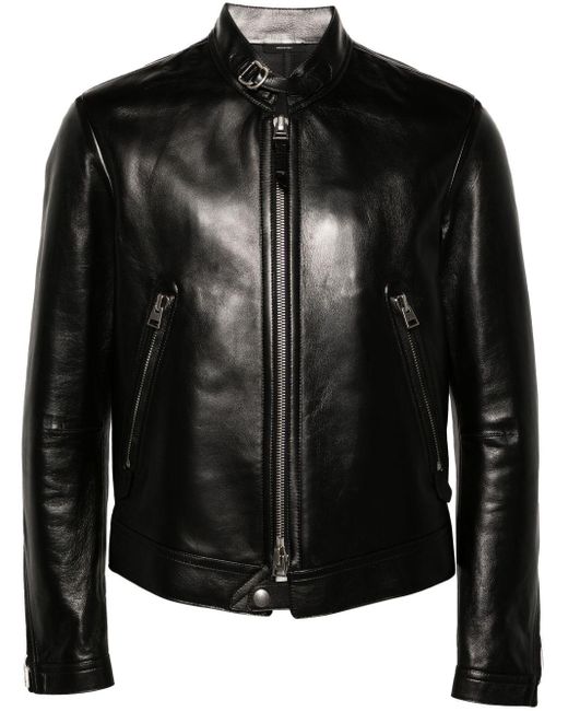 Tom Ford Black Leather Biker Jacket for men