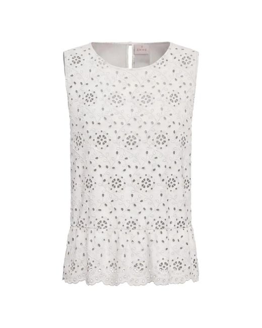 Marella White Broderie-Anglaise Crew Neck Top