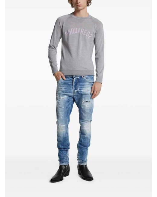 DSquared² Gray Logo-Print Jumper for men