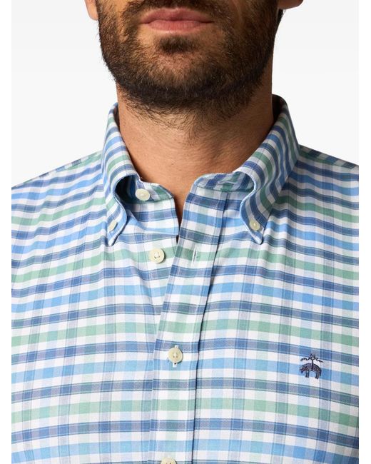 Brooks Brothers Blue Slim Fit Golden Fleece Oxford Checkered Button Down Shirt for men