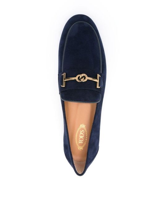 Tod's Blue Logo-plaque Leather Loafers