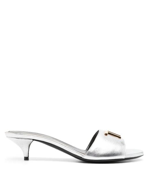 Tom Ford Metallic Mules Mit Logo-Schild