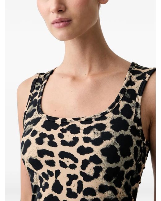 P.E Nation Black Refine Leopard-Print Tank Top