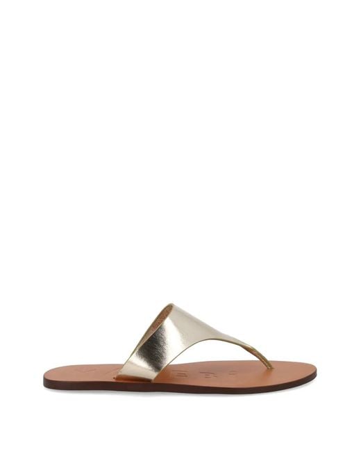 Manebí White Metallic-Effect Flip-Flops