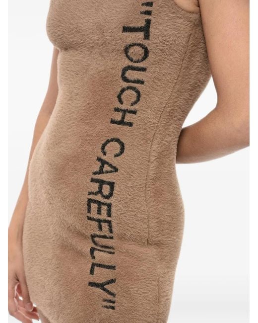 Off-White c/o Virgil Abloh Brown Fuzzy Embroidered Dress