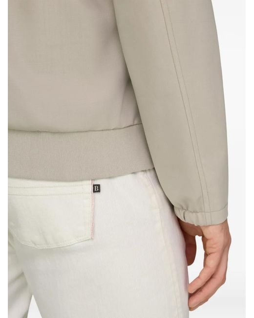 Boggi White Zip-Up Bomber Jacket for men