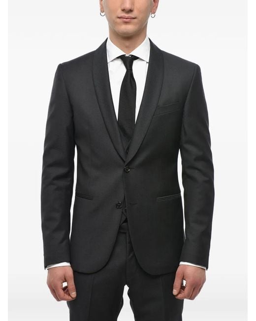 Corneliani Black Shawl-Lapel Three-Piece Suit for men