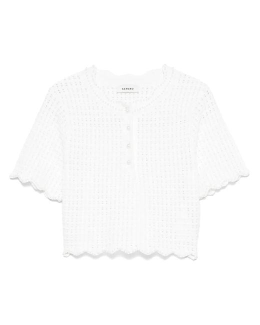 Sandro パールディテール トップ White