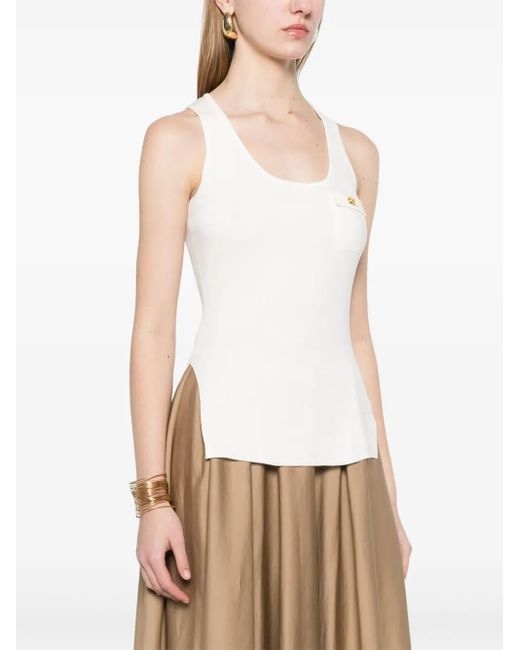 Elisabetta Franchi White Ribbed Tank Top