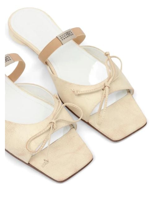 MM6 by Maison Margiela White Bow-Detailed Leather Slingback Shoes