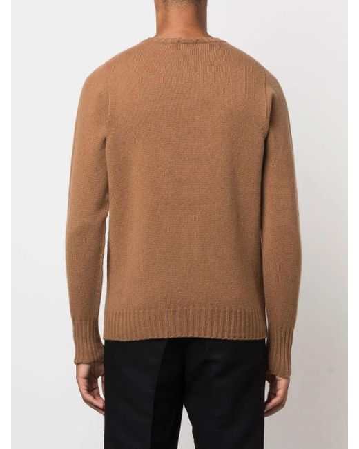 Drumohr Brown Crew-Neck Wool Jumper for men