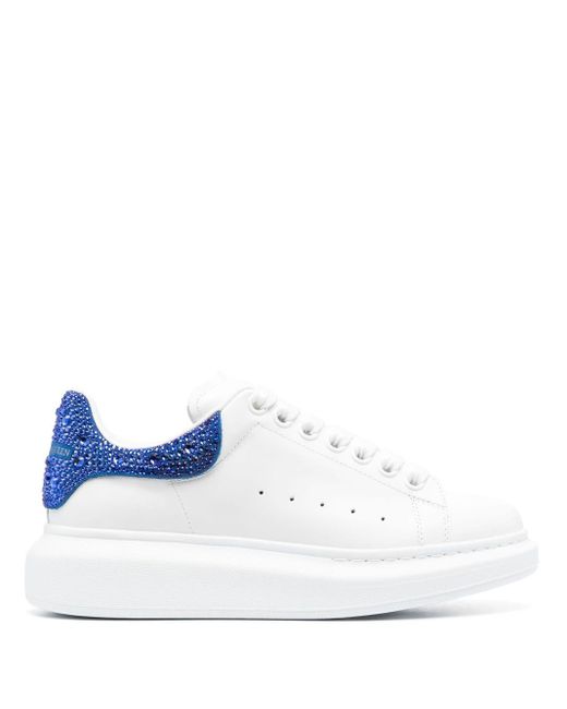 Alexander McQueen Blue Crystal-embellished Lace-up Sneakers