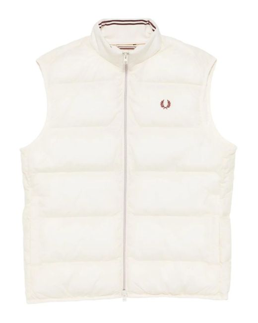 Fred Perry White Insulated Gilet for men