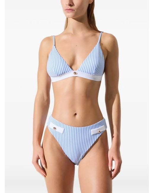Karl Lagerfeld Blue Stripped Bikini Top