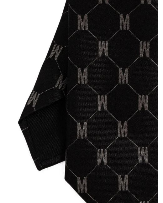 Moschino Black Monogram Silk Tie for men