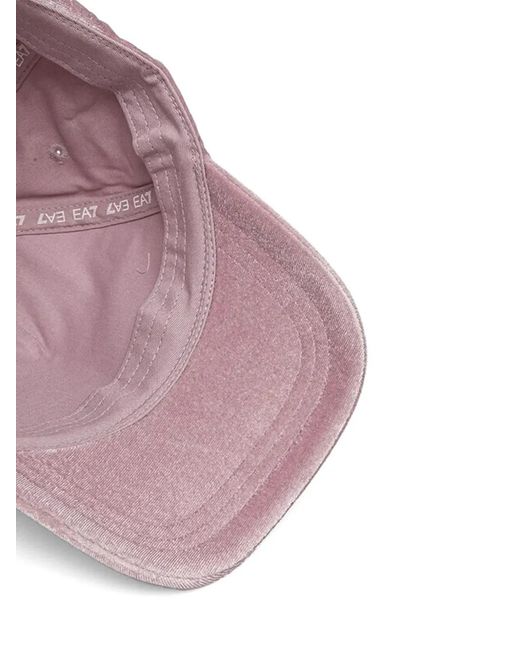 EA7 Pink Logo-Patch Velvet Cap