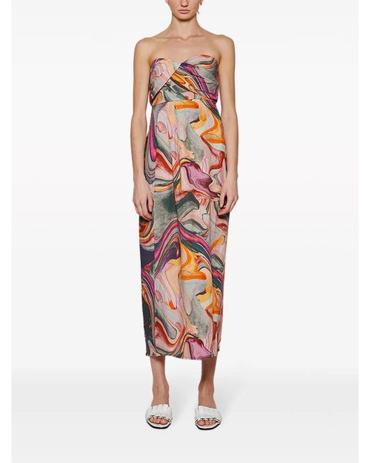Mara Hoffman Red Yara Abstract-Print Midi Dress