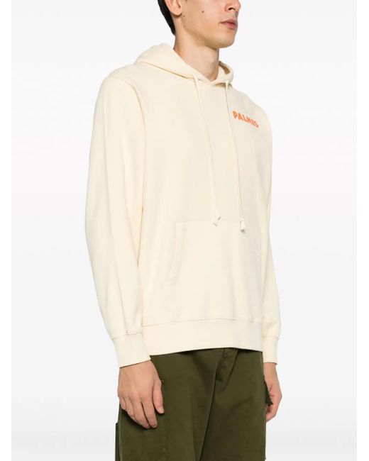Palmes Natural Slogan-Print Cotton Hoodie for men
