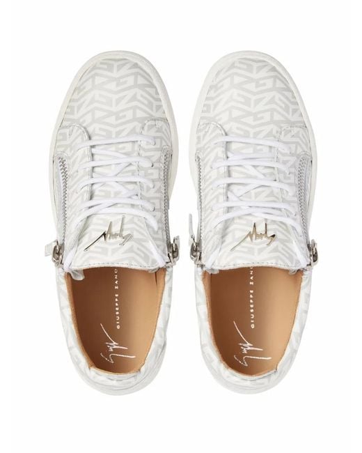 Giuseppe Zanotti White Frankie Monogram Low-Top Sneakers for men
