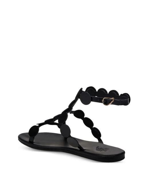 Ancient Greek Sandals Black Triton Circle-Embellished Flat Sandals