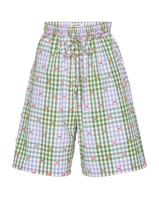 Henrik Vibskov White Checks Tie Shorts