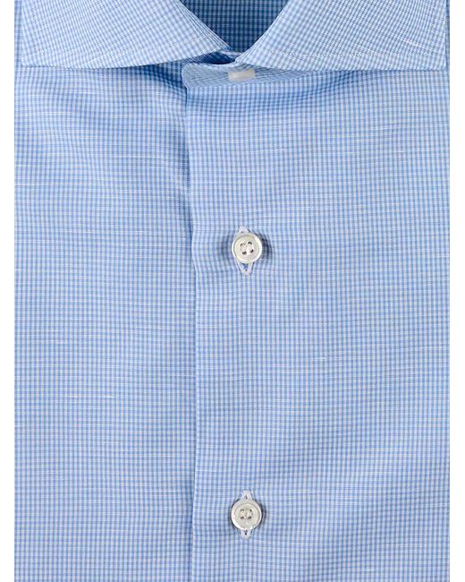 Fray Blue Check-Pattern Button-Down Shirt for men