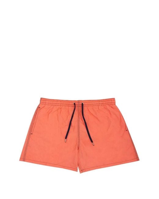 Malo Red Drawstring Side-Pocket Swim Trunks for men